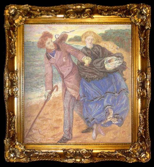 framed  Dante Gabriel Rossetti Writing on the Sand (mk46), ta009-2